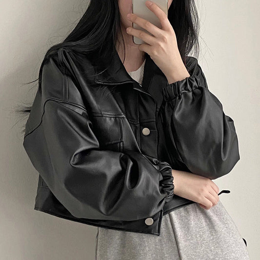 Chaqueta Suelta de Cuero PU | Ideal para Primavera y Otoño