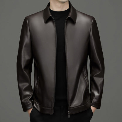Chaqueta Corta de Piel de PU con Solapas y Bolsillos Laterales | Ideal para Otoño