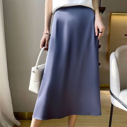 Falda Larga A-Line con Cola de Pez en Talle Alto de Rayón | Ideal para Primavera y Otoño
