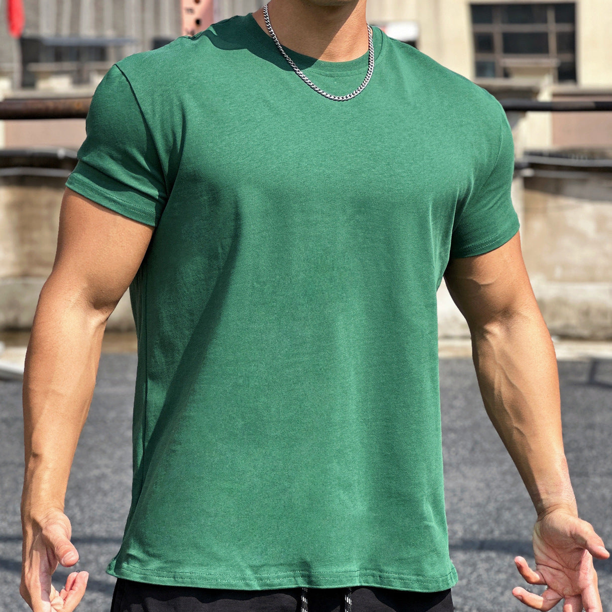 Camiseta Deportiva de Algodón Holgada de Manga Corta Ideal para el Verano