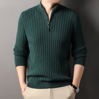Suéter de Media Cremallera para Hombre con Rayas Verticales, Ideal para Primavera y Otoño