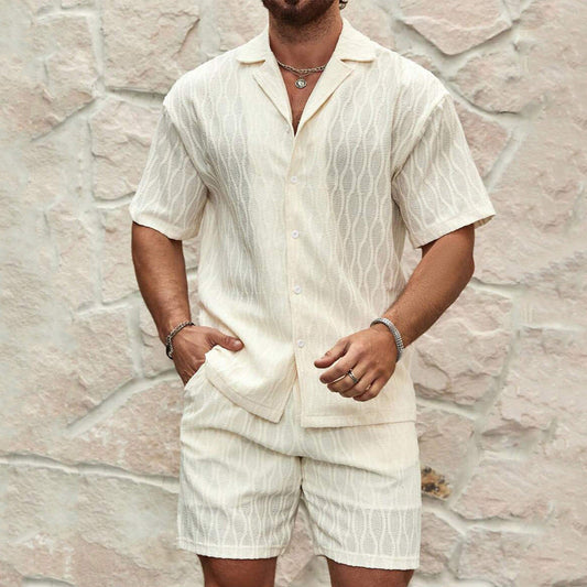 Conjunto Casual de Verano para Hombre - Camisa de Manga Corta y Shorts a Juego