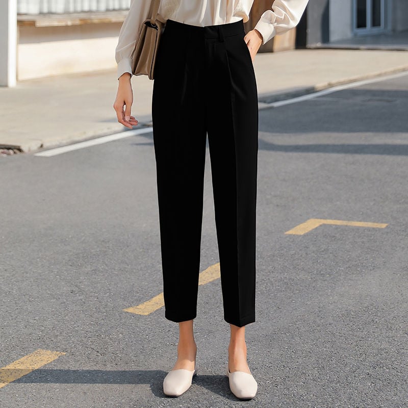 Pantalones Tapered de Tiro Alto con Pliegues | Ideales para Todas las Estaciones
