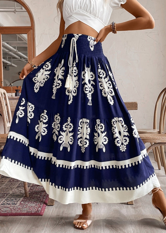 Falda con Estampado Geométrico y Cinturón Fruncido | Ideal para el Verano