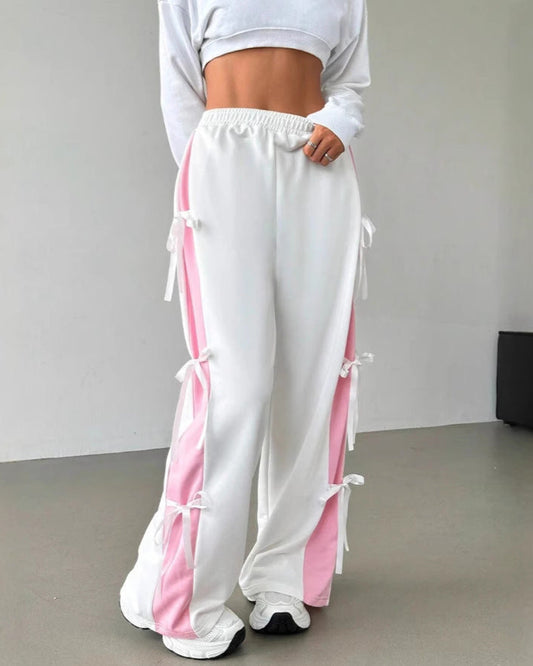 Pantalones rectos de cintura elástica con contraste | Ideales para todas las estaciones