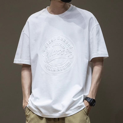 Camiseta Holgada de Cuello Redondo con Estampado de Letras – Ideal para el Verano