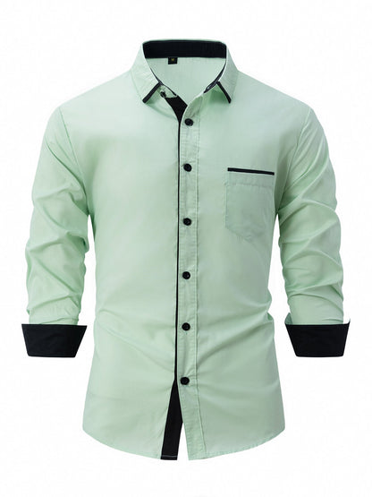 Camisa de Negocios Slim de Rayas en Algodón Ideal para Primavera y Otoño