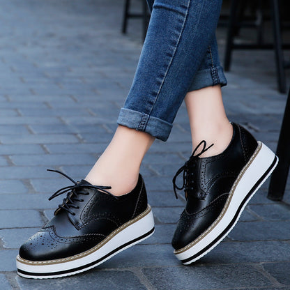 Zapatos Planos de Cuero con Cordones – Ideales para Primavera y Otoño