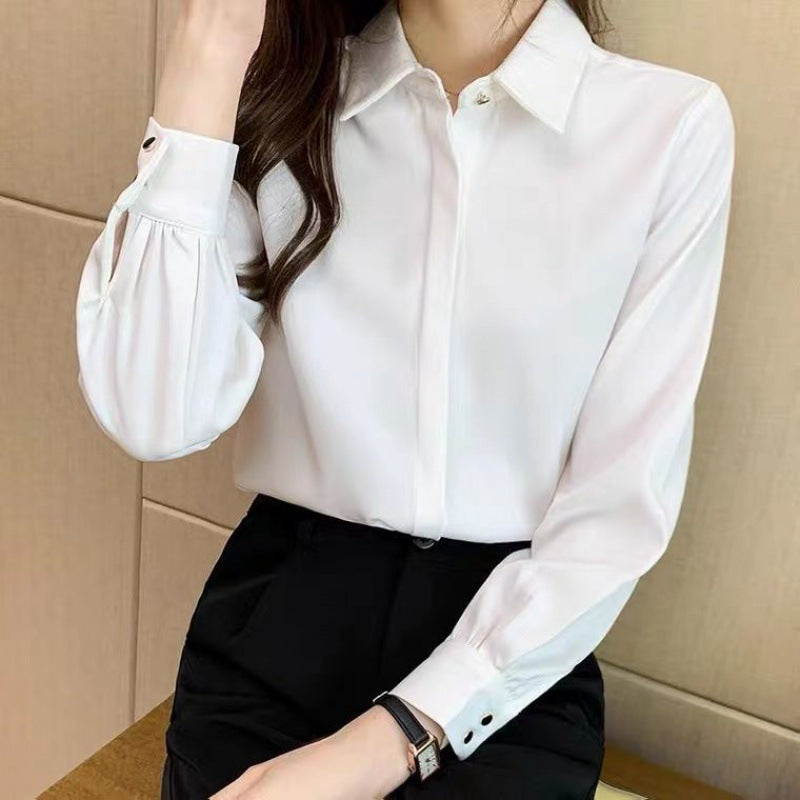Camisa Blanca de Mujer de Corte Ajustado con Manga Larga | Ideal para Otoño