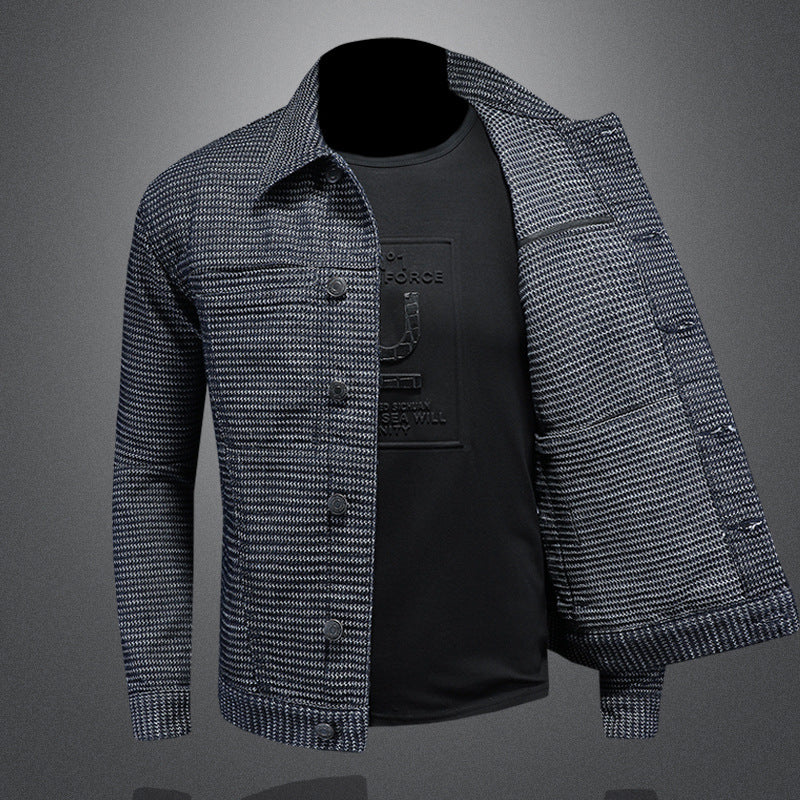 Chaqueta de mezclilla para motociclista ajustada para hombre con solapa | Ideal para primavera y otoño