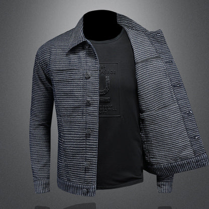 Chaqueta de mezclilla para motociclista ajustada para hombre con solapa | Ideal para primavera y otoño