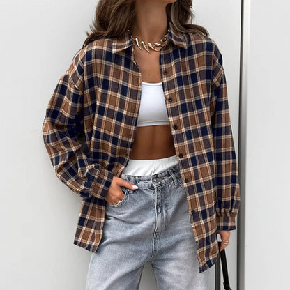 Camisa de Algodón Cuadros Holgada de Manga Larga | Ideal para Otoño