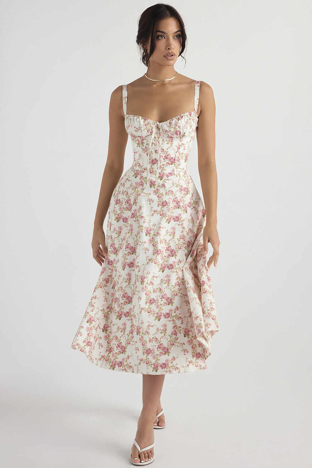 Vestido de estampado floral para mujer con tirantes ajustables | Ideal para verano