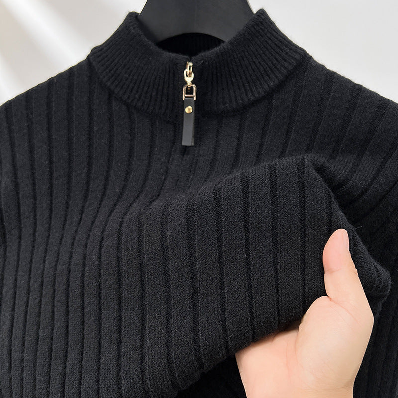 Suéter de Media Cremallera para Hombre con Rayas Verticales, Ideal para Primavera y Otoño