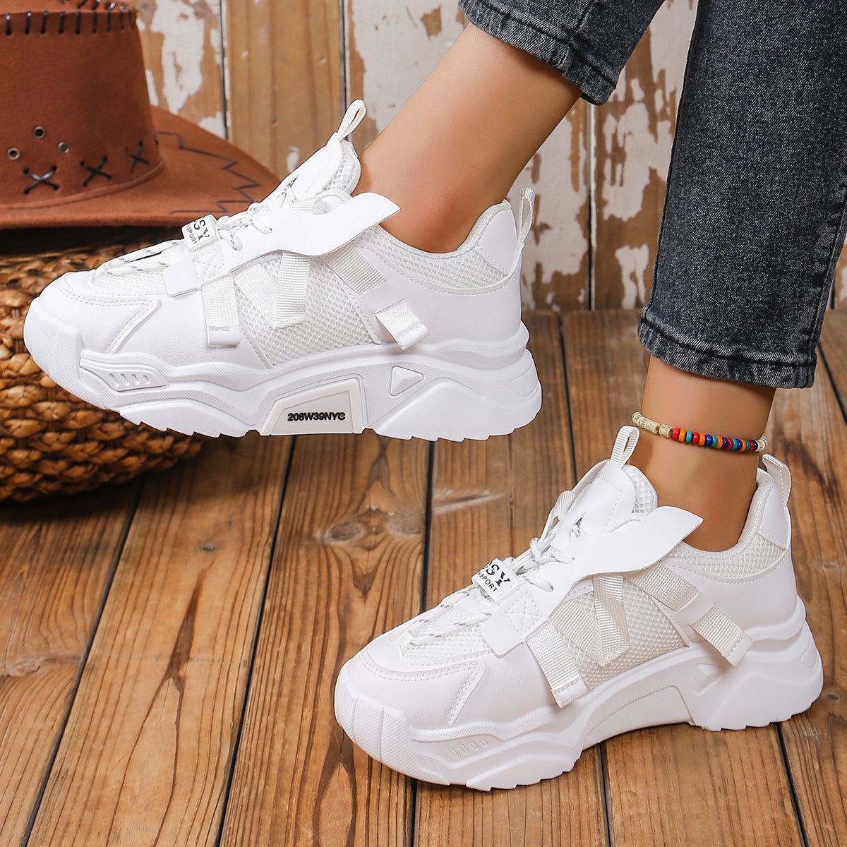 Zapatillas Deportivas de Malla Transpirable para Mujer con Aumento de Altura | Ideales para Primavera y Otoño