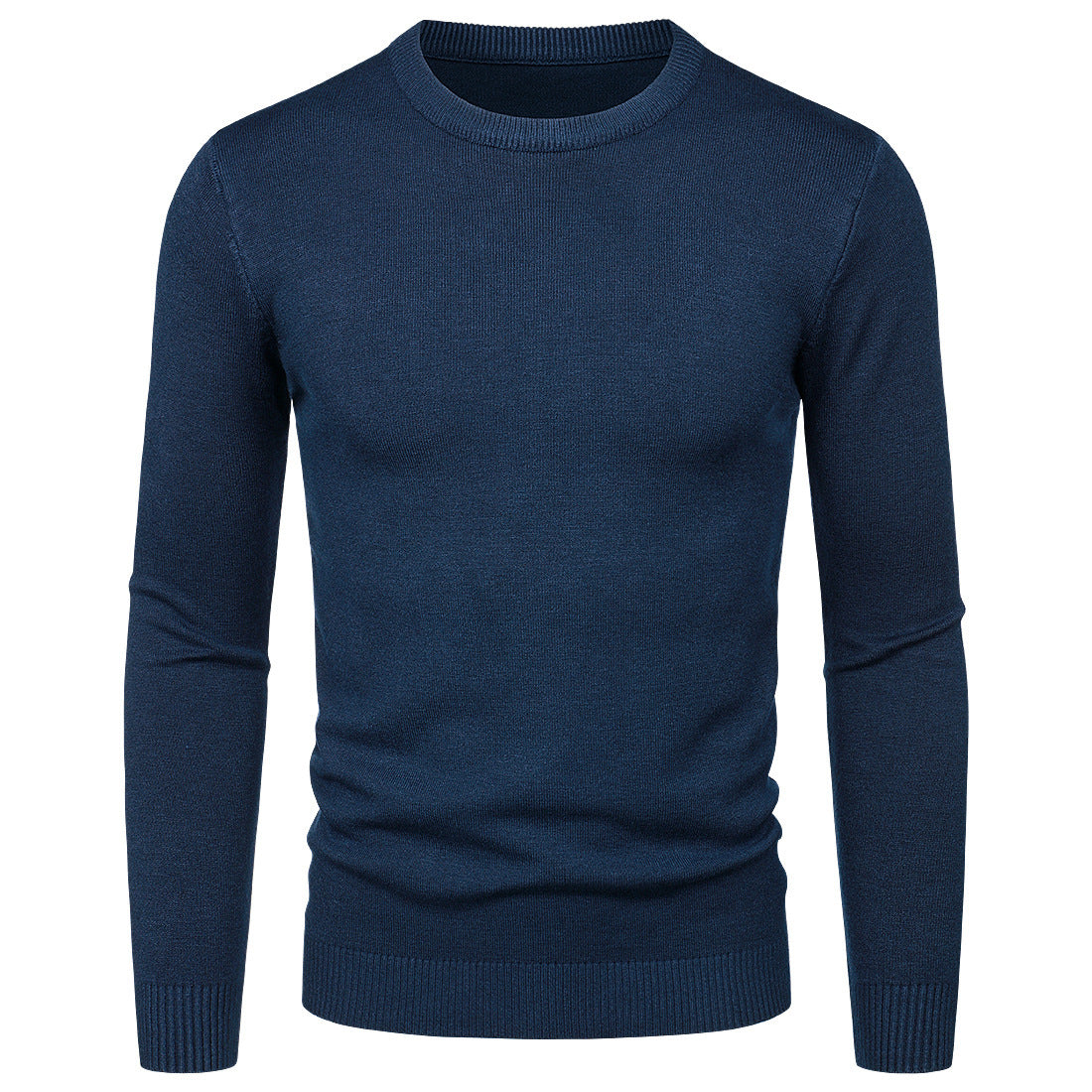 Suéter de Cuello Redondo Manga Larga Ajustado para Hombre, Ideal para Otoño