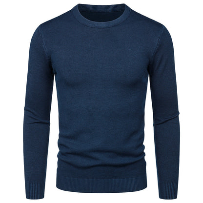 Suéter de Cuello Redondo Manga Larga Ajustado para Hombre, Ideal para Otoño