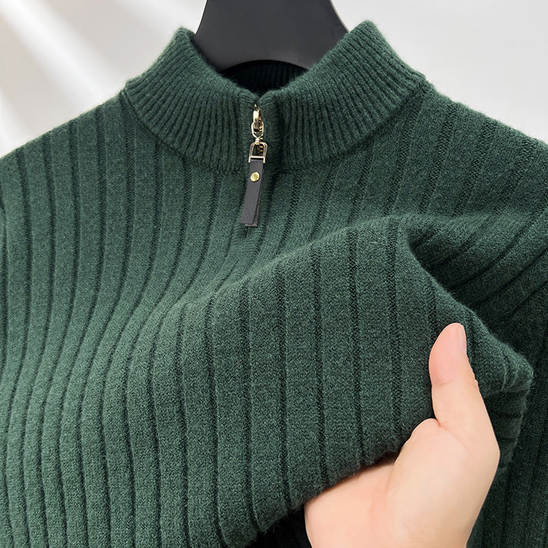 Suéter de Media Cremallera para Hombre con Rayas Verticales, Ideal para Primavera y Otoño