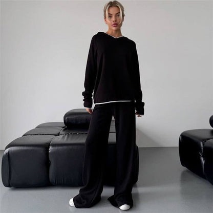 Conjunto de Suéter con Capucha y Pantalones Rectos | Ideal para Otoño e Invierno