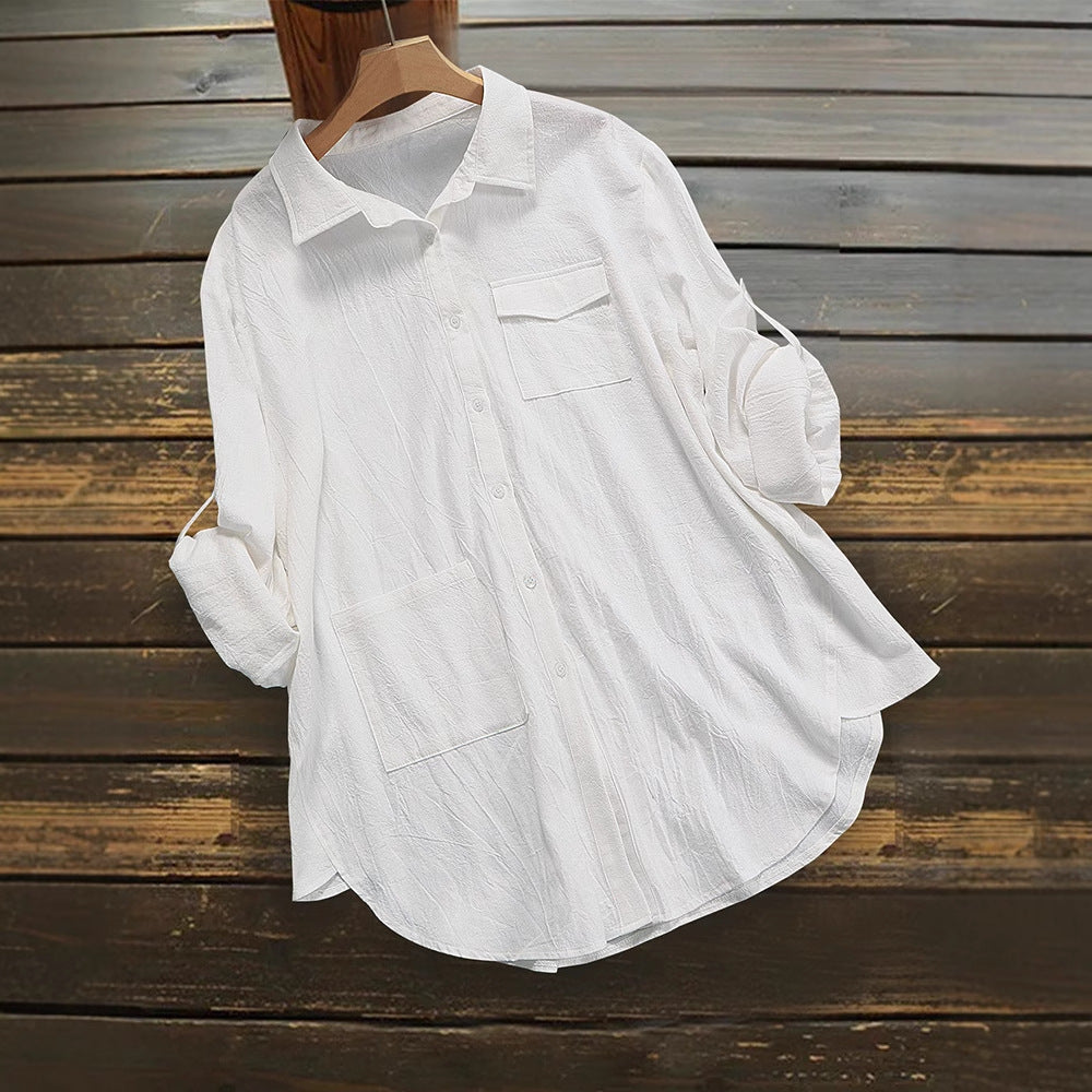 Camisa Holgada de Manga Larga con Botones y Bolsillos | Ideal para Primavera