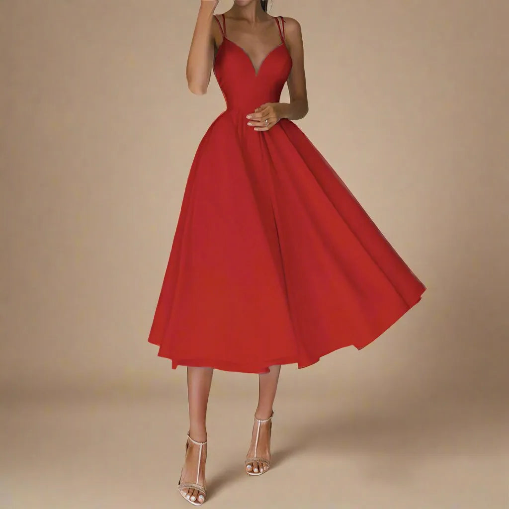 Vestido sin mangas con escote en V y tirantes delicados | Ideal para el verano