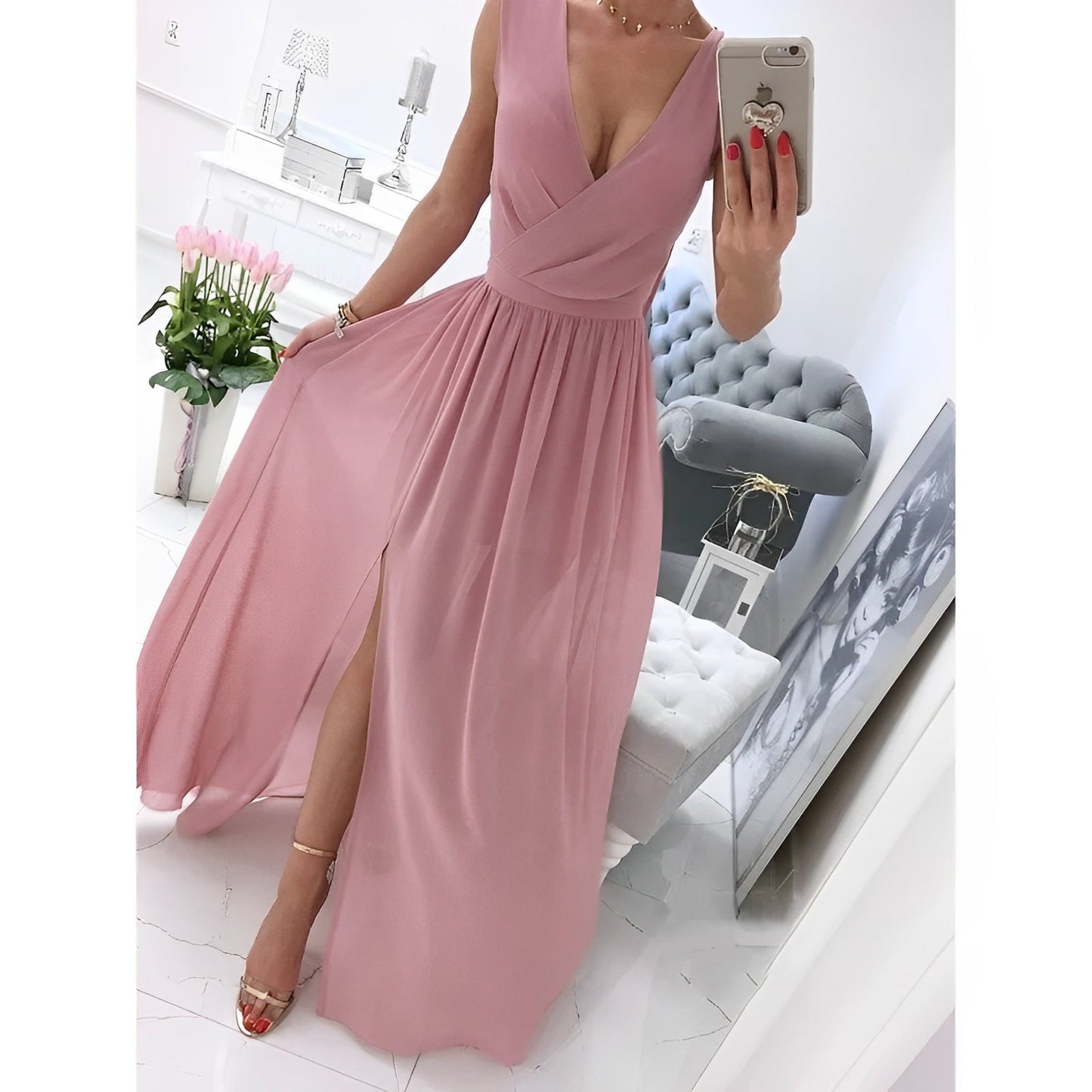 Vestido Largo Blanco sin Mangas con Botones de Madera | Ideal para Primavera y Verano