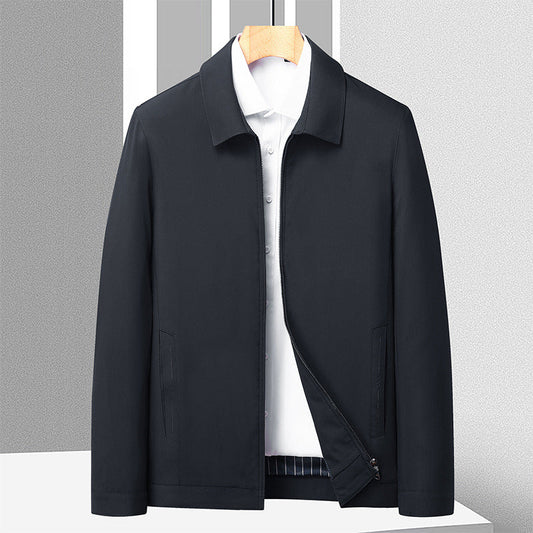 Chaqueta de solapa de poliéster para hombres con cremallera y bolsillos laterales | Ideal para primavera y otoño