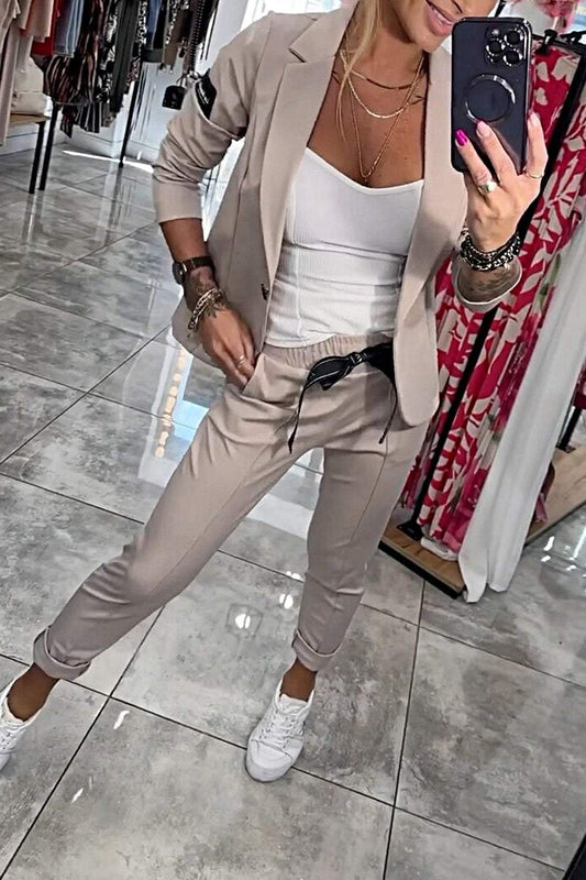 Conjunto de Dos Piezas con Blazer Ligero y Pantalones Elásticos | Ideal para Primavera y Otoño