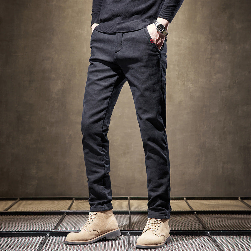 Pantalones de Negocios Rectos Slim Fit para Hombre – Gruesos, Ideales para Otoño e Invierno