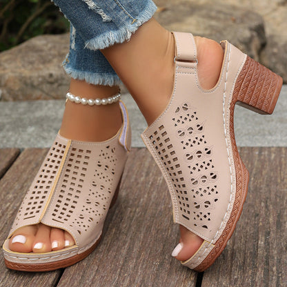 Sandalias Abiertas Huecas con Correa de Velcro | Ideales para el Verano