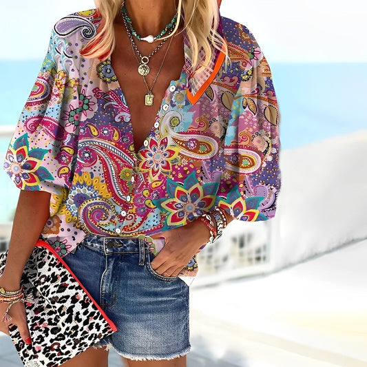 Camisa de Manga Larga con Estampado de Mandala | Ideal para Otoño e Invierno