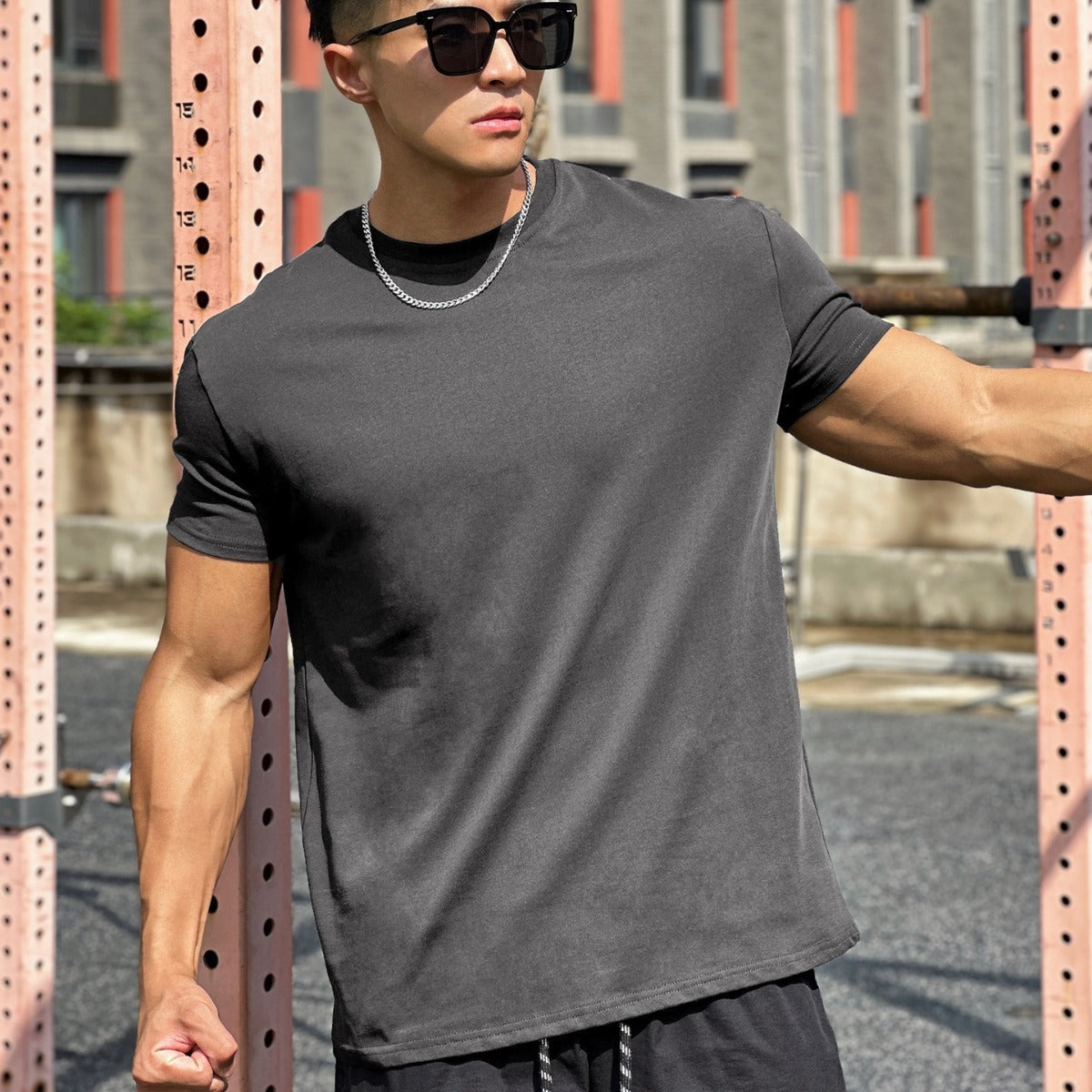 Camiseta Deportiva de Algodón Holgada de Manga Corta Ideal para el Verano