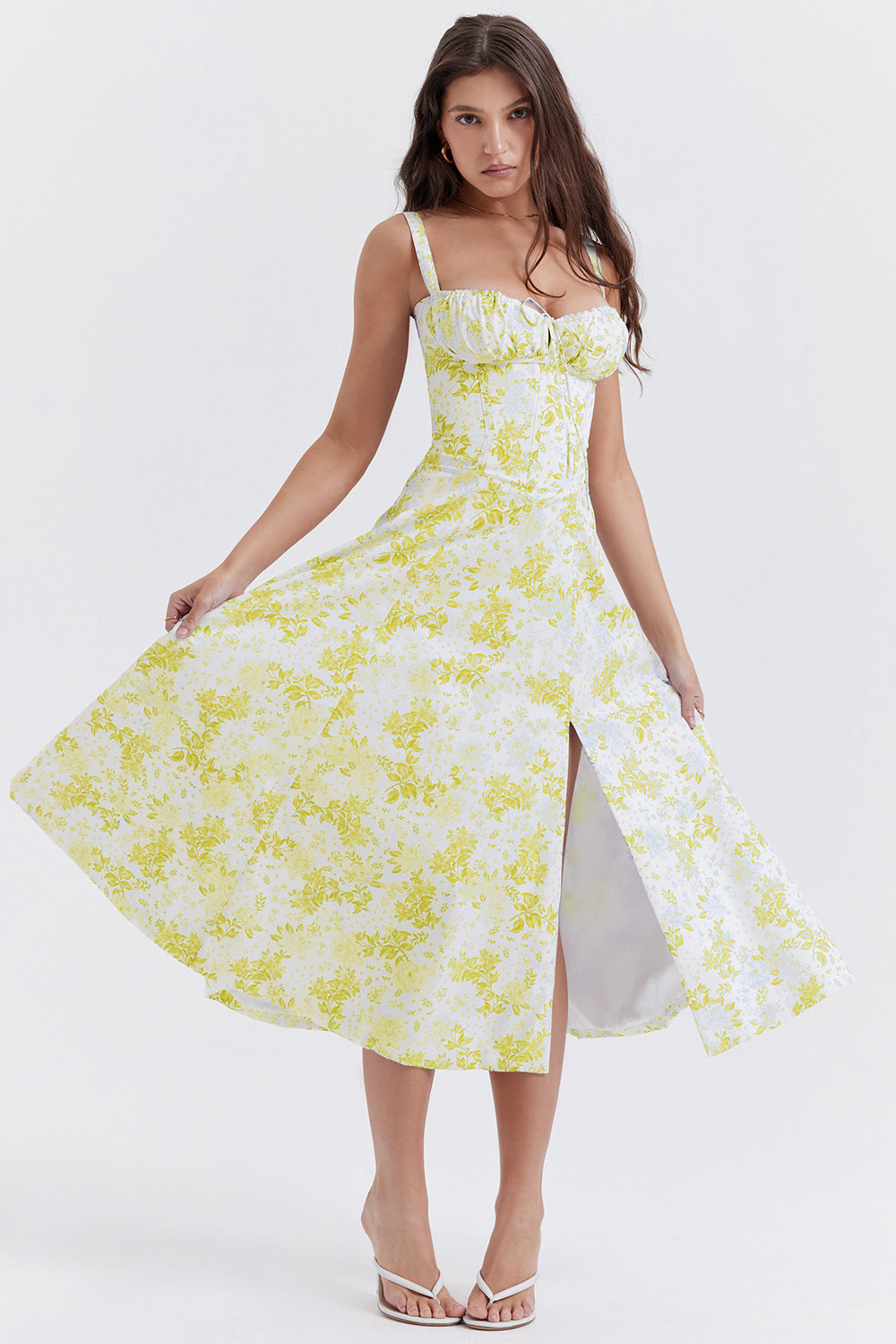 Vestido de estampado floral para mujer con tirantes ajustables | Ideal para verano