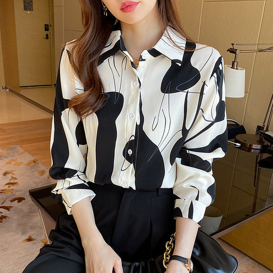 Camisa de manga larga holgada con estampado geométrico | Ideal para otoño