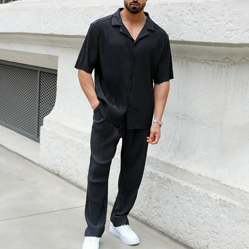 Conjunto de Dos Piezas para Hombre con Camisa de Manga Corta y Pantalón | Ideal para Verano