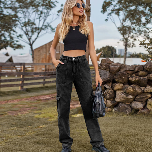 Jeans Retro Lavados con Corte Recto y Cintura Semi-Elástica | Ideales para Todas las Estaciones