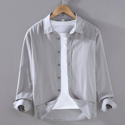 Camisa de Manga Larga para Hombre en Algodón Fino – Ideal para Primavera y Otoño