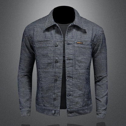 Chaqueta de mezclilla para motociclista ajustada para hombre con solapa | Ideal para primavera y otoño