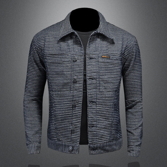 Chaqueta de mezclilla para motociclista ajustada para hombre con solapa | Ideal para primavera y otoño
