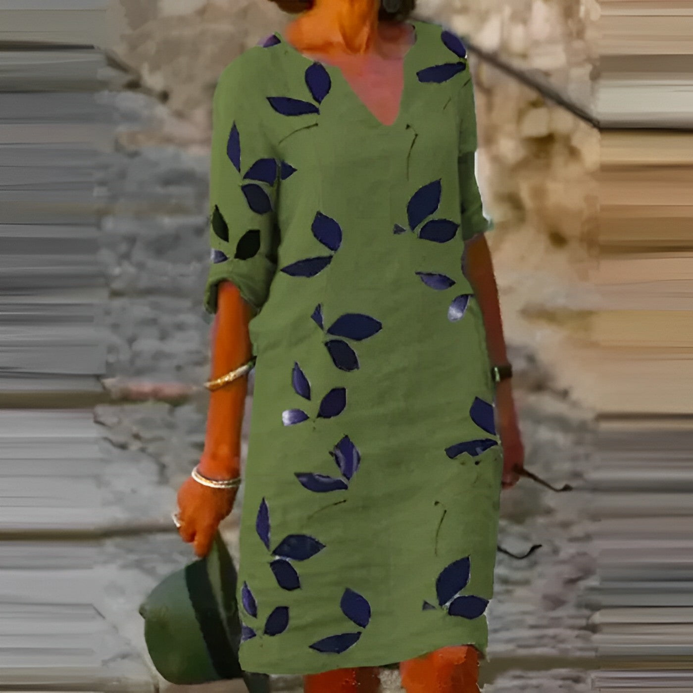 Vestido de Verano con Estampado de Hojas y Silueta Fluida | Ideal para el Verano