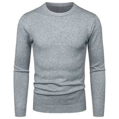 Suéter de Cuello Redondo Manga Larga Ajustado para Hombre, Ideal para Otoño