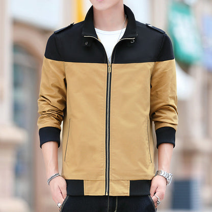 Chaqueta de Algodón con Cuello Alto y Bloques de Color para Hombre | Ideal para Primavera y Otoño