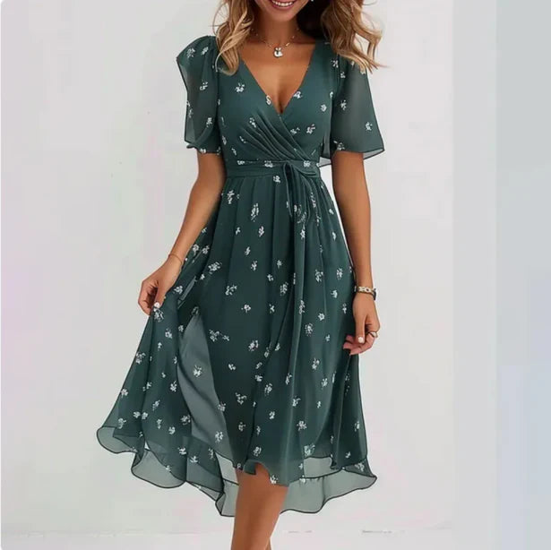 Vestido Elegante con Escote en V y Ajuste Entallado | Ideal para Primavera y Otoño
