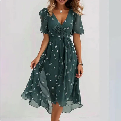 Vestido Elegante con Escote en V y Ajuste Entallado | Ideal para Primavera y Otoño