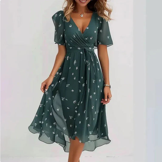 Vestido Elegante con Escote en V y Ajuste Entallado | Ideal para Primavera y Otoño