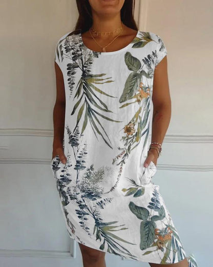 Vestido de Algodón-Lino para Mujer con Escote en V y Bolsillos | Ideal para Verano