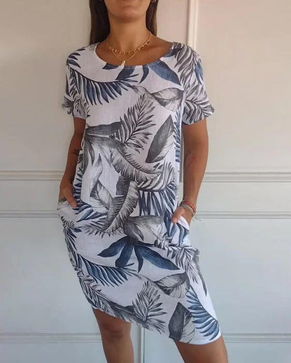 Vestido de Algodón-Lino para Mujer con Escote en V y Bolsillos | Ideal para Verano