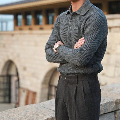 Suéter de Punto con Cuello Abotonado para Hombres | Ideal para el Invierno