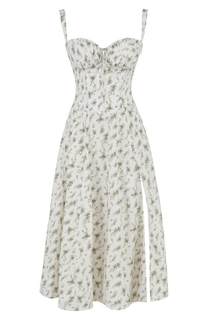 Vestido Midí con Detalle de Corsé y Falda Fluida | Ideal para Primavera y Verano