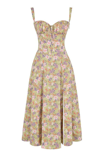 Vestido Midí con Detalle de Corsé y Falda Fluida | Ideal para Primavera y Verano